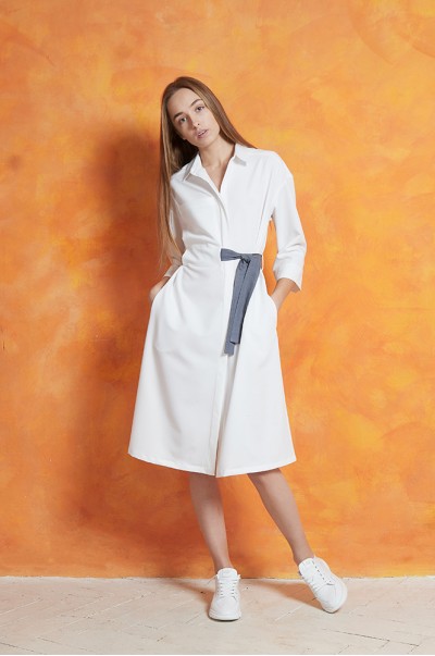 Платье-рубашка oversize белое (П 69)